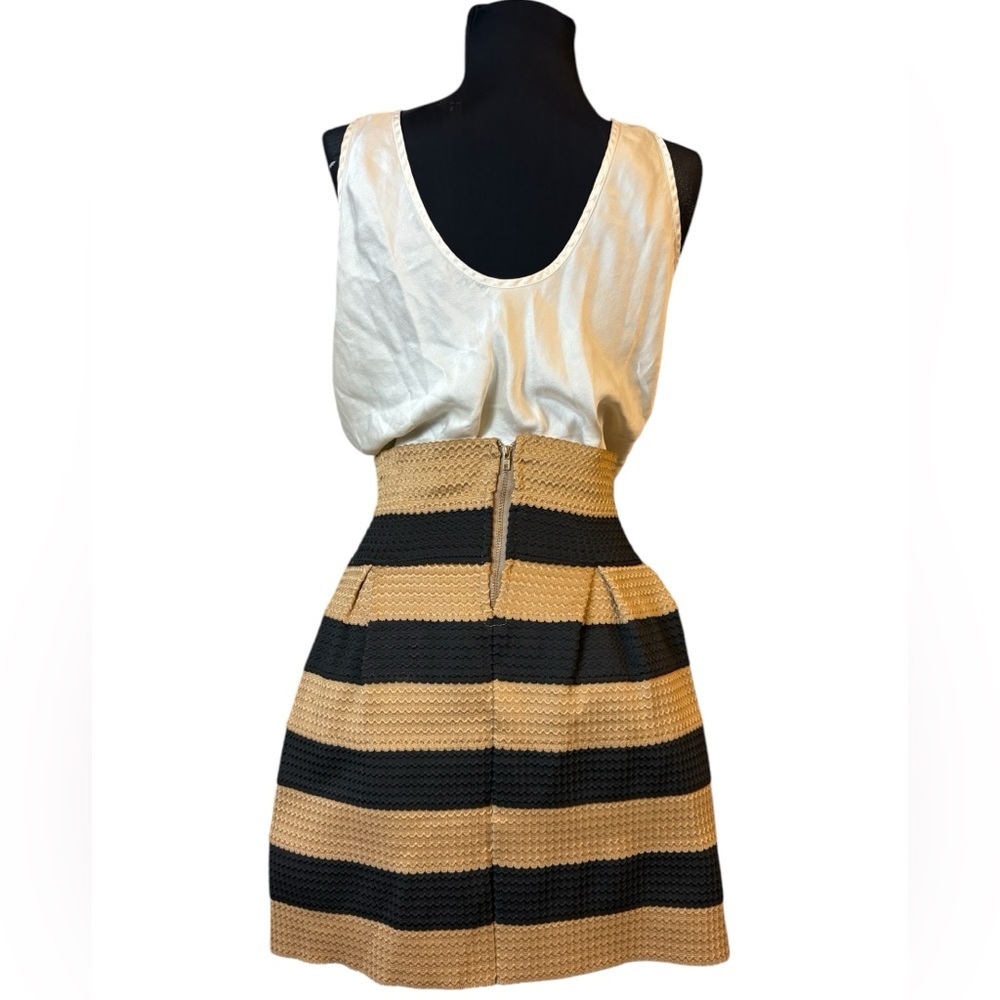 Neslay Designer Stylish Black and Tan Striped Skirt - Picture 4 of 16